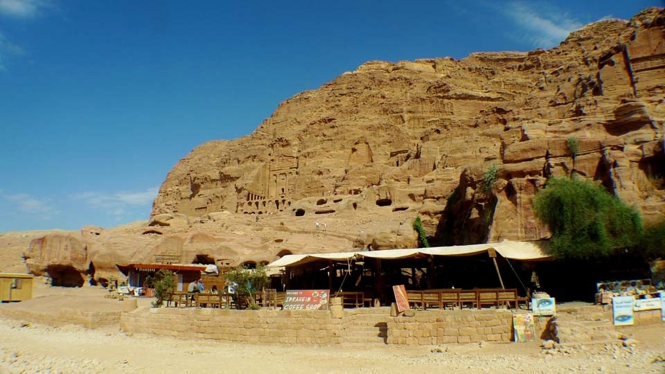 Nabatean rock architecture provide the perfect backdrop for this Bedouin owned coffee shop