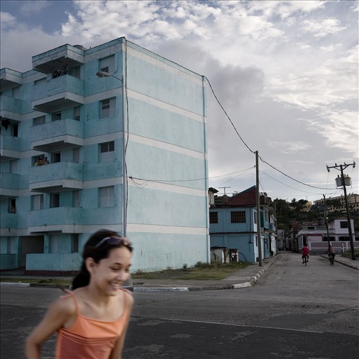 Child playing in Baracoa seafront