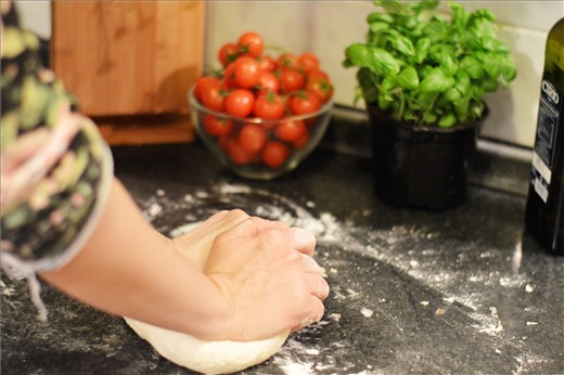 When the dough starts forming, knead it for at least 10 minutes. 