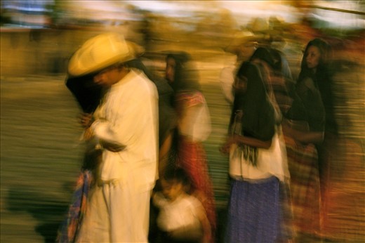 people pray through the mountain, trying to be herd by god in the sky