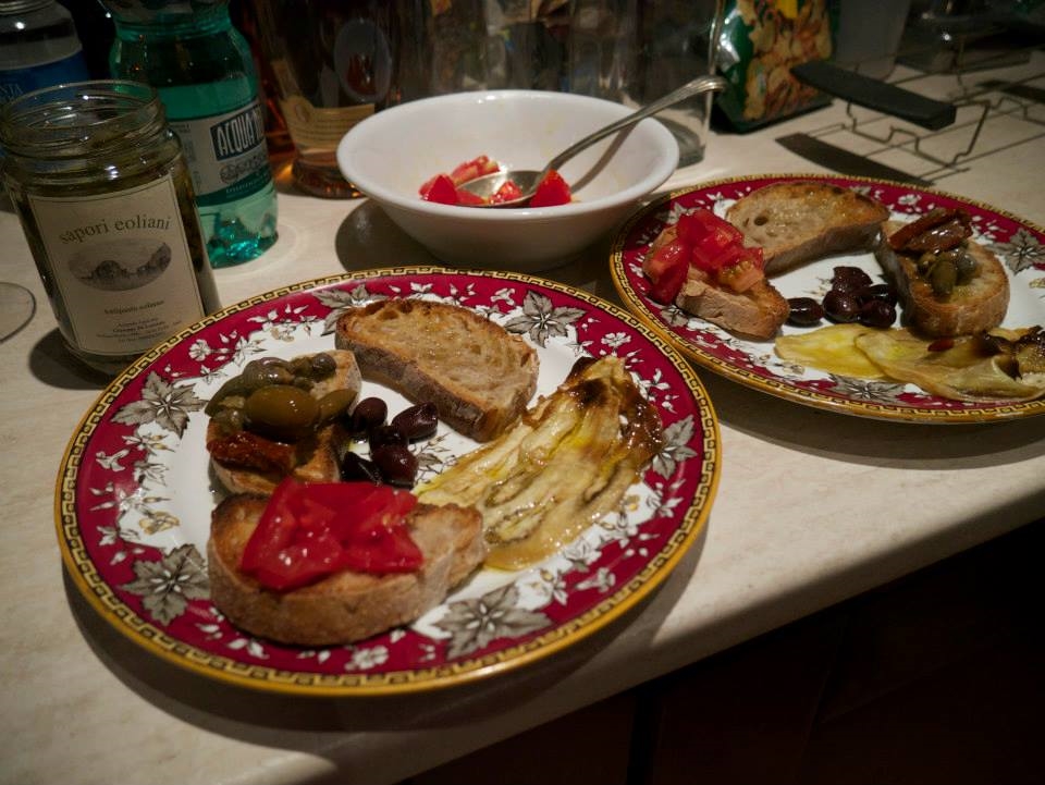 Marinated Eggplant on Toasted points.