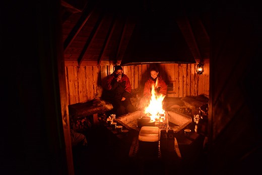 Cabin gathering. Hut life is a feature from the Arctic social life. 