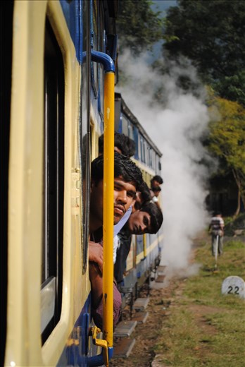 On a toy train in Ooty.