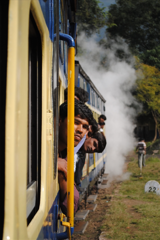 On a toy train in Ooty.