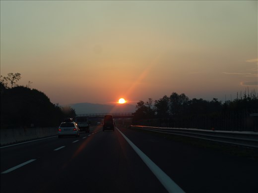 Sunrise on the autostrada to Firenze