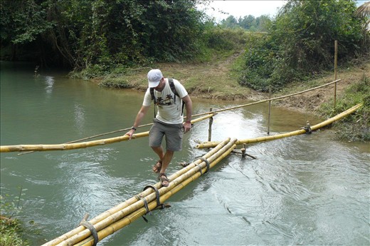 Dodgy bamboo bridge
