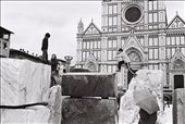 The massive instalment - designed by Mimmo Paladino - is arranged in the shape of a cross beneath the Basilica di Santa Croce (Basilica of the Holy Cross). Florence, Italy.: by mattdenn, Views[722]