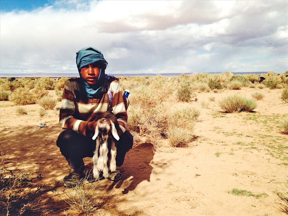 A young goat herder in the middle of nowhere.
