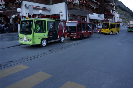 No gas-powered vehicles are permitted in Zermatt, so you get these goofy electric taxis instead