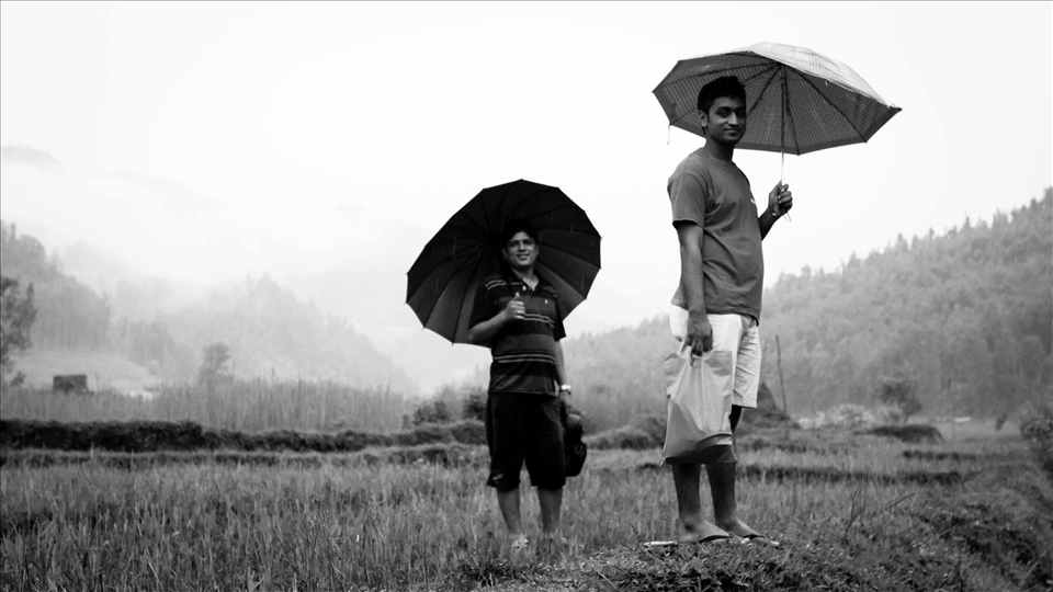Cousins Ram and Saroj walk a long way home for Dashain celebrations in rural Nepal.
