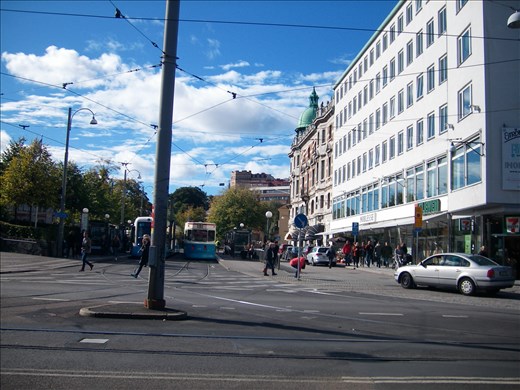 street with trams hard to know where to drive
