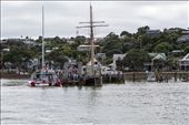 The Bay of Islands, on the East Coast of New Zealand North Island has many inhabited islands. In 1927 the Fullers The Bay of Islands, on the East Coast of New Zealand North Island has many inhabited islands. In 1927 the Fullers