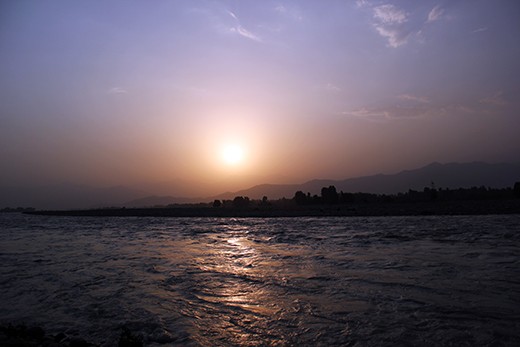 The sun become set behind the high mountains of Sawat