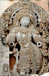 Halebidu temple, this temple is dedicated to lord Shiva.

The construction of the temple had started in 1121 AD and continued for around 90 years, but never finished completely yet it remains a marvel. Reason of incomplete work is every time the work started it was attacked by rival dynasty.

The material used for both temples is soap stone which is soft and easy to carve when taken out from earth and gets harder over prolonged exposure to the atmosphere.

The archaeological survey of India has taken up the restoration of the broken pillars, Strewn inscriptions and disfigured idols. These temples are being considered as UNESCO world heritage sites. : by meera, Views[876]