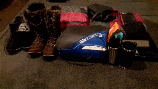 The practice pack - 16 kilos (mostly shoes...)