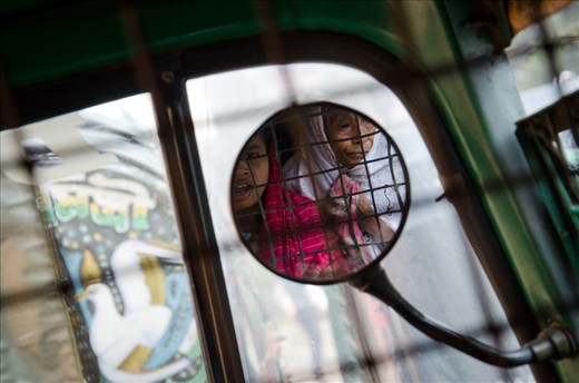 Korfu's reflection in CNG on way to eye hospital