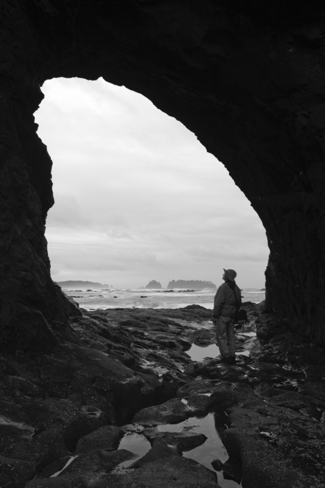 It is quite amazing what time, wind, and water are able to create.
This place is known as 'Hole in the wall' and is a 1 mile hike down Rialto Beach on the Pacific Coast of Washington State. At low tide it is possible to walk through it but at high tide it is pounded by waves.