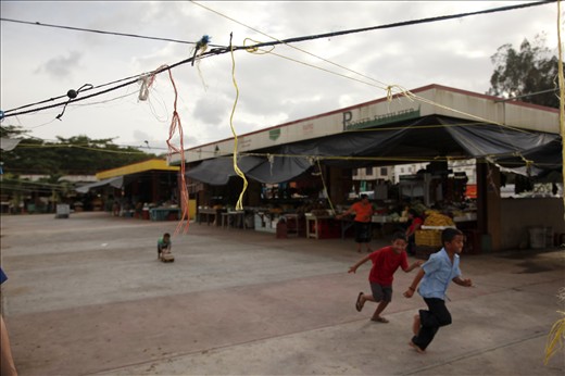 Children play at the market in San Antonio