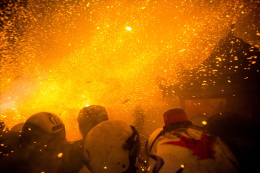 The finale of bottle rockets viewed from the 2nd row facing the rack.