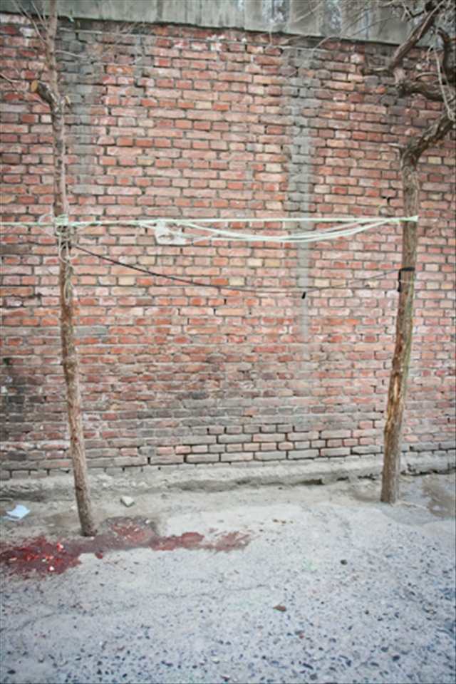 Qurban is the biggest festival in the Uyghur calendar. Each family purchases and then sacrifices their own sheep to remember when the prophet Abraham was commanded to sacrifice his son, but then God provided a substitute of a sheep at the last second. 
At the start of the day the city was abuzz with the festivities of the day; men on their way to the mosque, women buying supplies for the celebrations and sheep being sold on the street. However a couple hours later the atmosphere had changed completely; a sombre mood of remembrance set on community. 
As the blood lingered in the streets the reasons for the festival also lingered with everyone as they spent the rest of the day with their families.