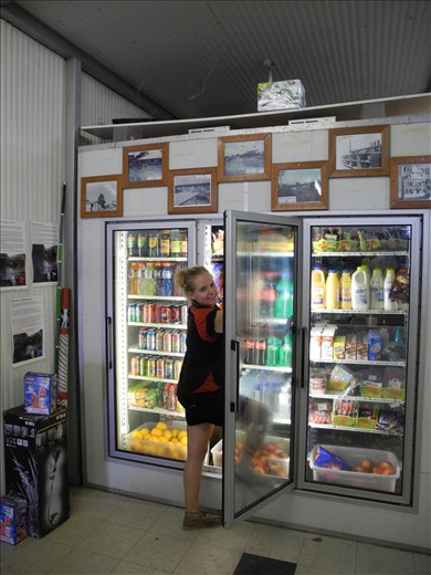 Jess rocking the drinks fridge. our favourite. I reckon we should have a tap for coke and sprite just next to the petrol. refill yer jerry can yerself.dammit.