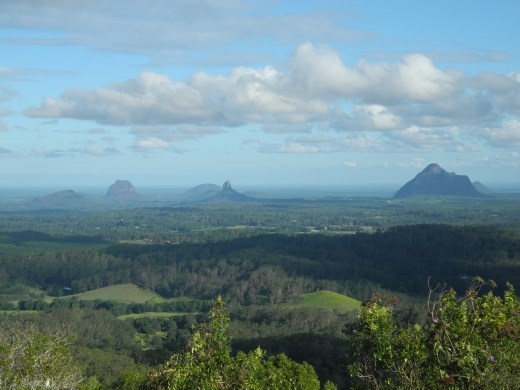 view over glass house mountains from Maleny