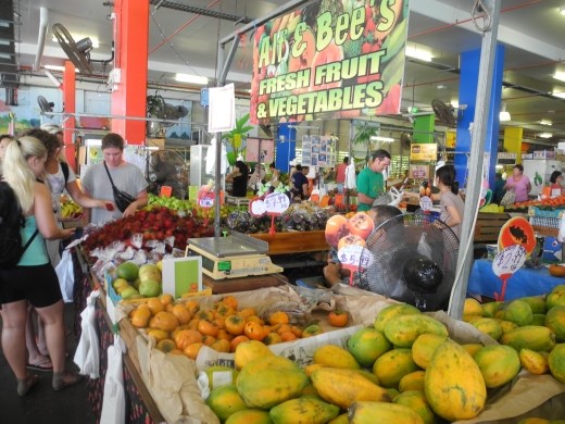 rusty's fruit n veg market Cairns, first day with our lovely wwoof host Kerry
