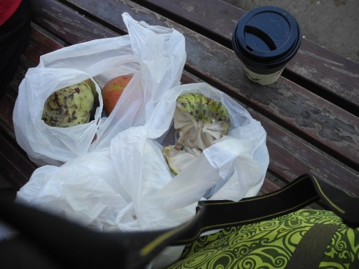 lunch. custard apples and coffee.
