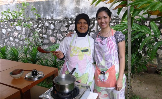 cooking outdoors with Chef Saadiah of LaZat Cooking School