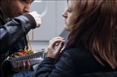 A couple shares a mix of vegetables with chinese noodles, in what seems to be a: by miguelsimoes, Views[86]