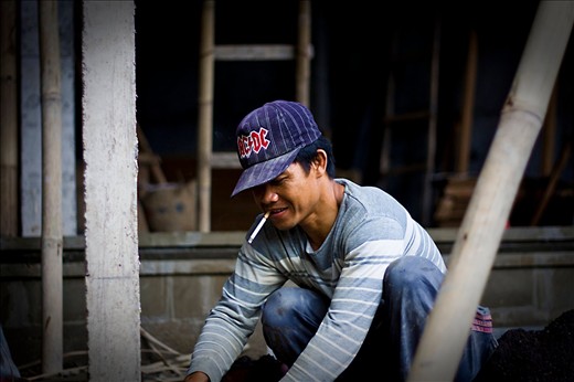 An AC/DC fan happily working construction