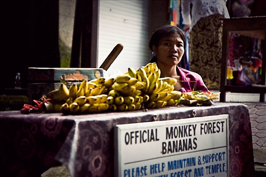 The banana lady at Monkey Forest. Not the friendliest at first, but one of the most memorable faces of the trip once I got a laugh out of her.