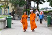 Two Buddhist monks were walking on the park street in a cloudy afternoon.: by mikhaelgan, Views[244]