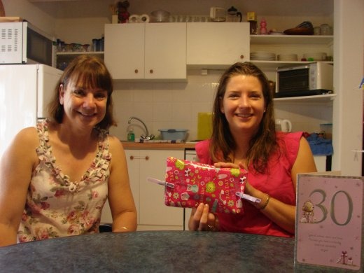 Happy 30th birthday Em - Christine with Em as she gets into her presents.