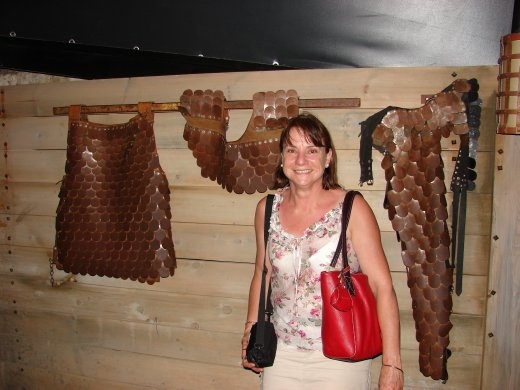 Christine with some replica gladiator gear.