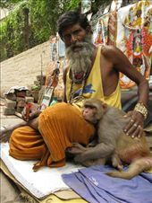 A symbiotic relationship between a monkey and a monk living peacefully for each other . : by minakshi_singh, Views[1478]
