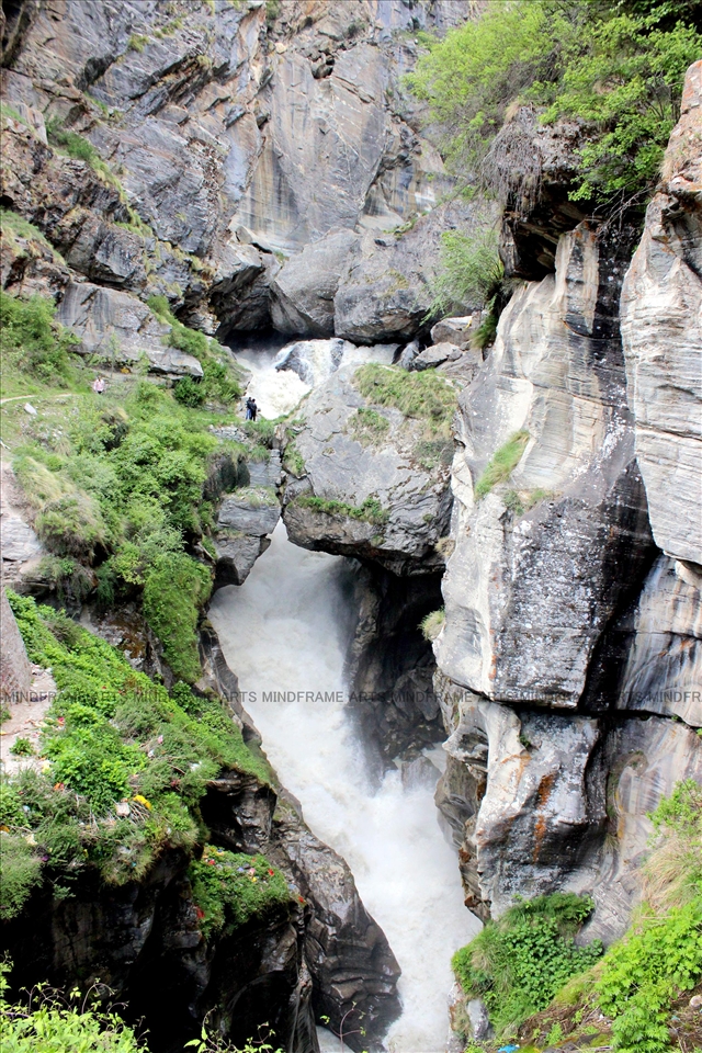 Bhim pul (Bhim Bridge). Two person standing on a bridge made by  Bhim (Pandavas)