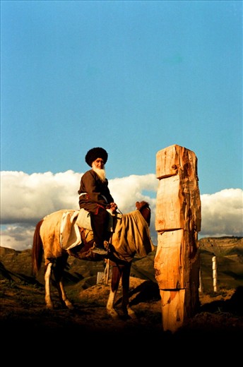 As high as the nature, facing death. An old man stands in a cemetery looking at his relative’s grave.
