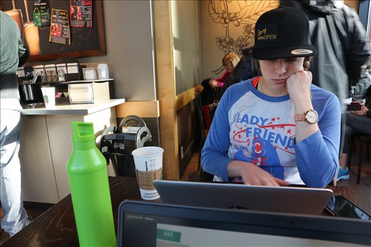 First-time blogger, hard at work.