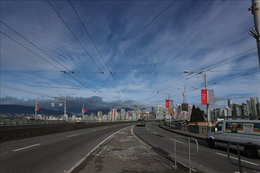 The moderately terrifying walk across Granville Bridge in Vancouver, BC. Cars zoom past at high speeds, and just to the right of the photo there is a crosswalk that you just.... walk across (hoping those zoomers will slow down and stop!).