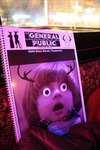 Tunny and his girlfriend Carly took us to this outrageous sushi restaurant on Main St. - they have bright light art (?) that flickers and shines on the ceiling overhead, their menus have images like this one pictured, and they were playing the film Zoolander with subtitles throughout the place. Pretty awesome experience!