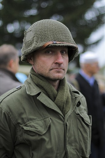 A man dressed as a soldier as part of reenactments in Konstantinovy Lazné.