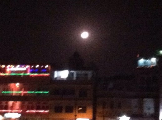 Full moon over the east side of Pichola. Udaipur. 
