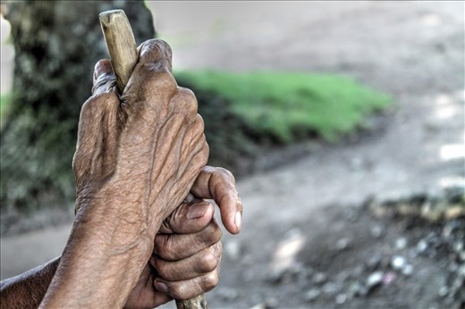 My grandma's hand telling some stories