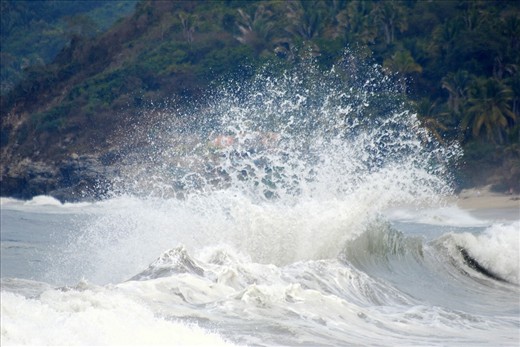 After photographing my friend surf for hours I got bored and started taking shots of waves. When there were two currents headed in opposite directions, they clashed forming beautiful patterns. This was my first attempt at capturing the amazing shapes formed. The patterns are beautiful, yet hard to capture as you have to wait for the moment to happen, which led to many hours waiting on the beach for waves to clash!