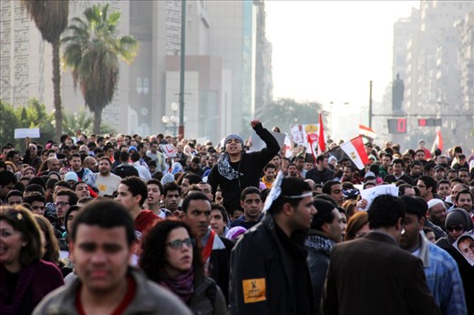 One of the protesting marches that erupted massively in 2012 repeating the same chanting from the beginning of the Egyptian revolution in 2011, call for the end of the dictatorship in the current and any upcoming Egyptian system rules without real democracy and true promises.