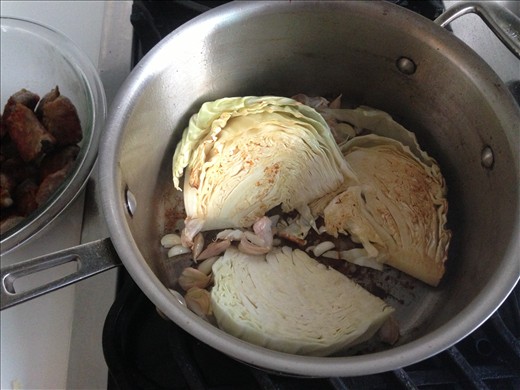 Sear cabbage on all sides