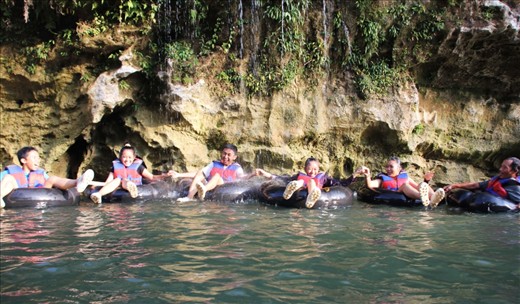 small waterfall over the tubing, 