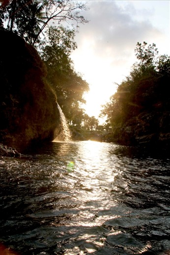 sunset panorama in the end of Oyo river tubing