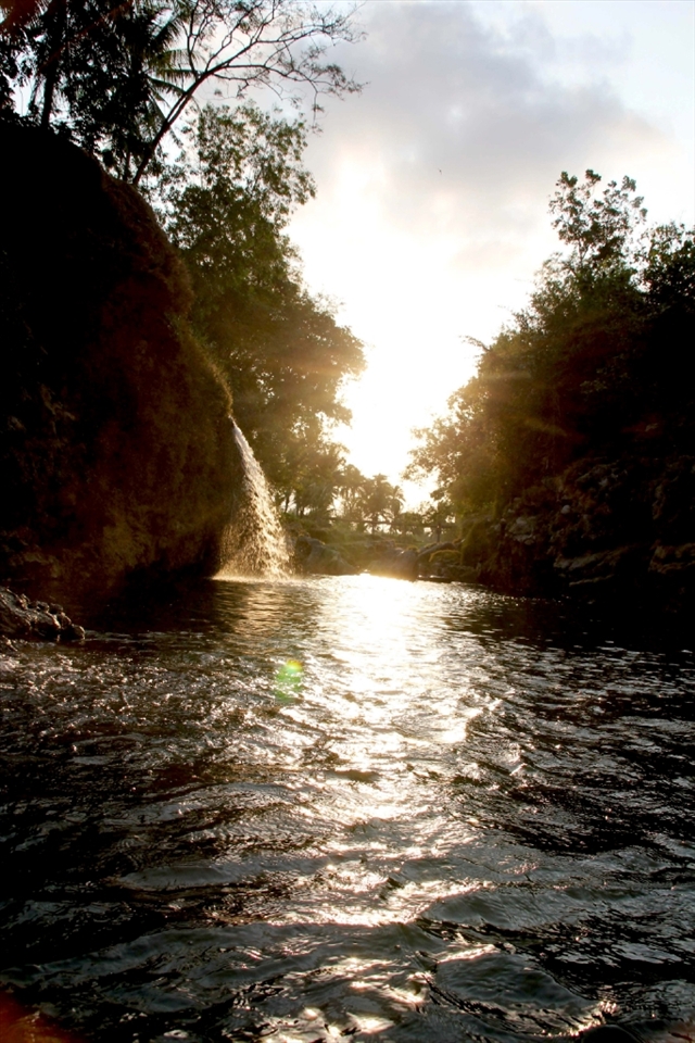 sunset panorama in the end of Oyo river tubing